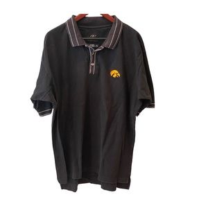 University of Iowa Hawkeyes Black Embroidered Polo Shirt Mens XL White Trim